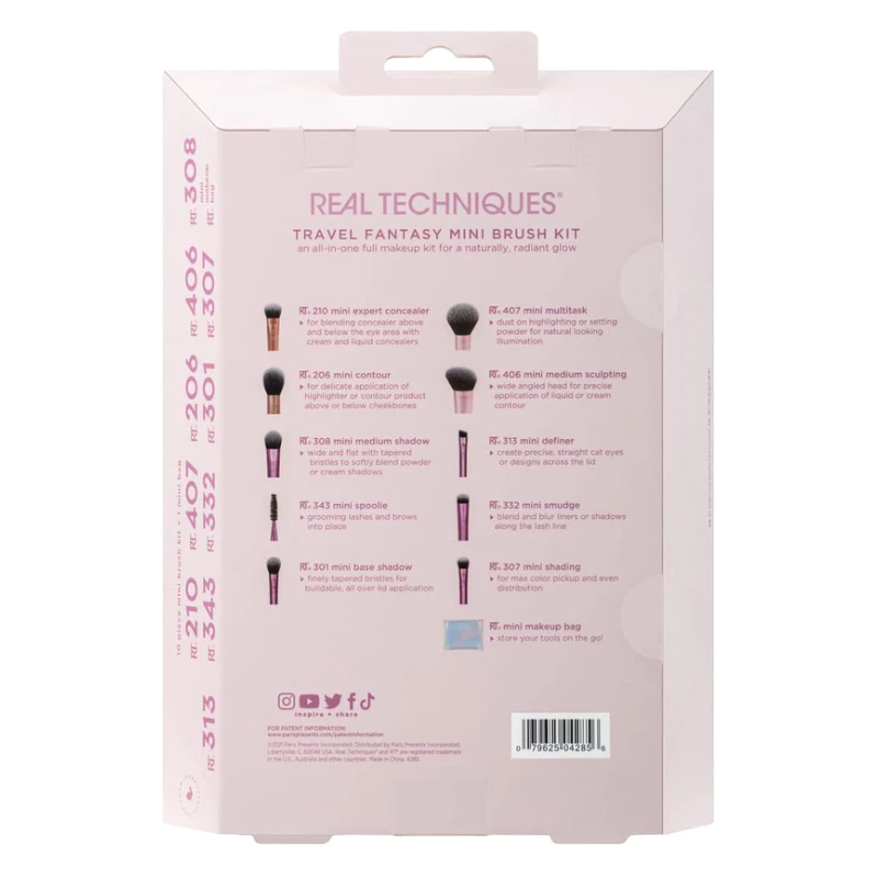 Bộ Cọ Trang Điểm 10 Cây Mini RT REAL TECHNIQUES Travel Fantasy 04285